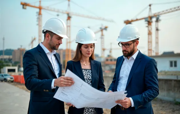 MBMR Infra team reviewing construction plans
